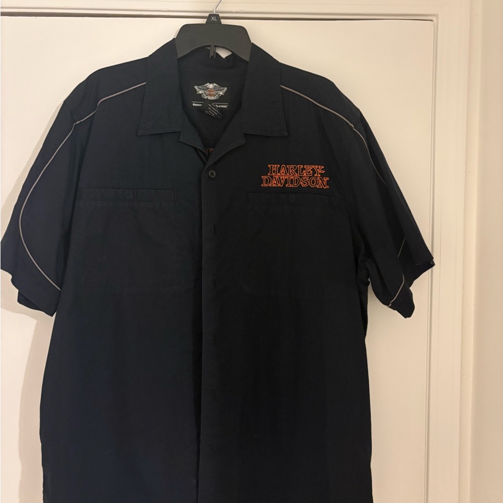 Harley-Davidson Black and Orange Men's Casual Shirt